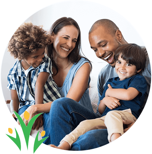 two boys playing with their parents